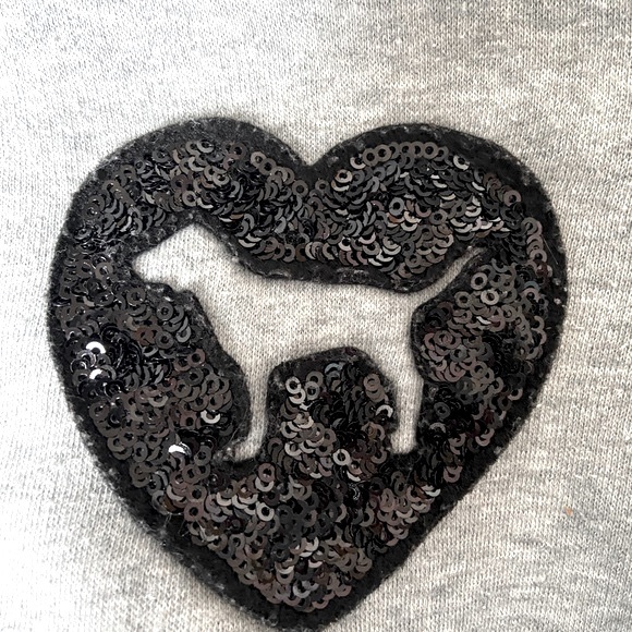 PINK Victoria’s Secret Sherpa Lined Hoodie Sweatshirt Love Pink Bling Size XS - Picture 3 of 8